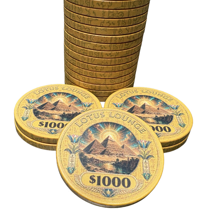 Lotus Lounge Ceramic Poker Chips -  $1,000 denomination