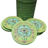 Lotus Lounge Ceramic Poker Chips, $25 denomination