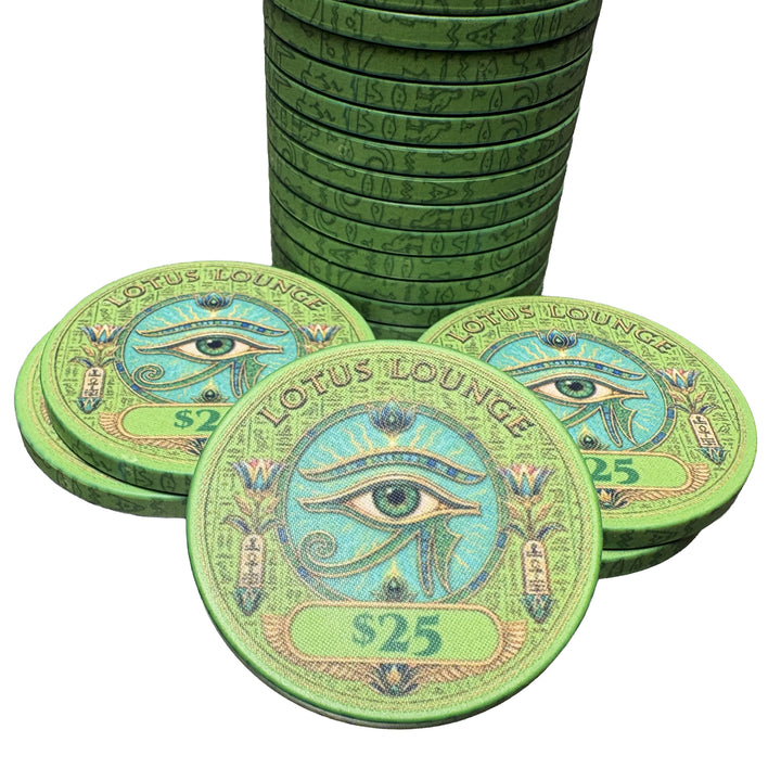 Lotus Lounge Ceramic Poker Chips, $25 denomination
