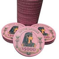 Lotus Lounge ceramic poker chips. $5,000 denomination.