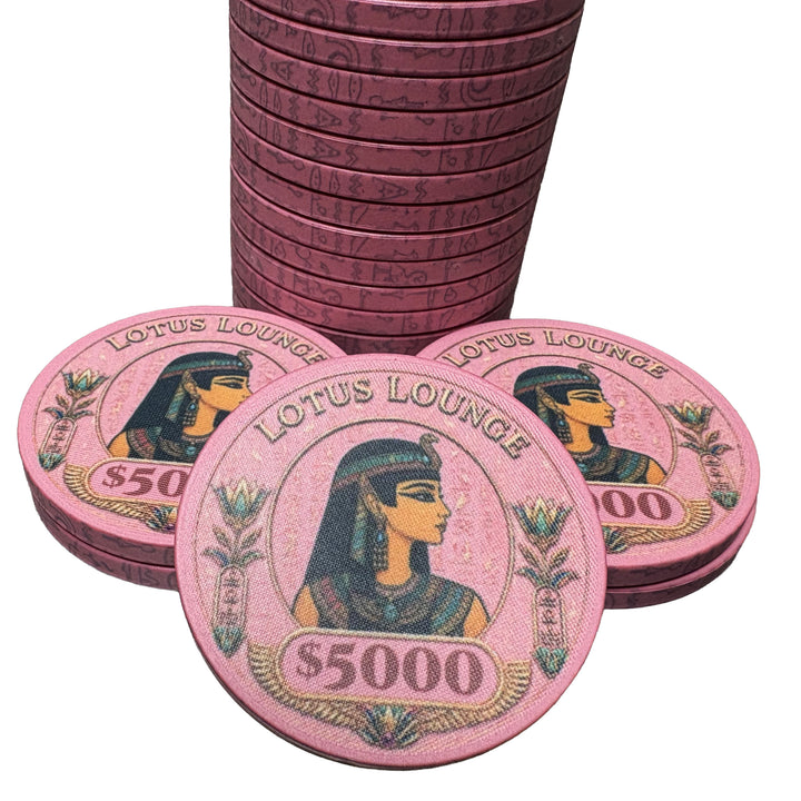 Lotus Lounge ceramic poker chips. $5,000 denomination.