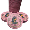 Lotus Lounge ceramic poker chips. $5,000 denomination.