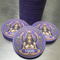 Lotus Lounge Ceramic Poker Chips, $500 denomination.