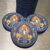 Lotus Lounge Ceramic Poker Chips. $50 denomination.