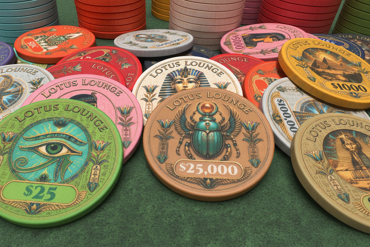 Lotus Lounge ceramic poker chips