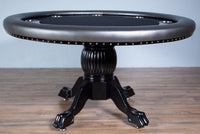 The Nighthawk Custom Poker Table, Black Heritage Style Pedestal Legs, Standard Black Vinyl Armrest, Stainless Steel Cupholders. and Black Suited Speed Cloth Playing Surface