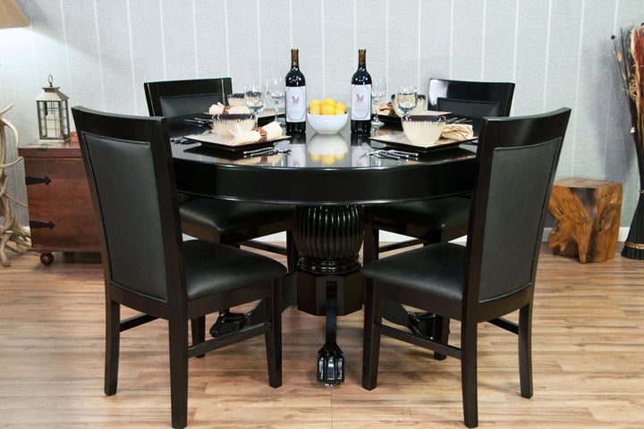 The Nighthawk Custom Poker Table With Dining Table Top And Black Dining Chairs