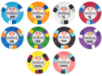 Phoenix 10 Gram Real Clay Poker Chip - Series Layout Of All Denominations