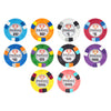 Set of Phoenix Cardroom clay poker chips showing each denomination/color.