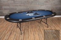 The Aces Pro Tournament Custom Poker Table With Standard Black Vinyl Armrest, Stainless Steel Cupholders, Dealer Tray, and Custom Printed Playing Surface The Wolf's Den