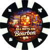 All bets on Bourbon giant poker chip drink coaster - black.