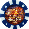 All bets on Bourbon giant poker chip drink coaster - blue