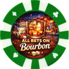 All bets on Bourbon giant poker chip drink coaster - green