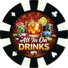 All In On Drinks giant poker chip drink coaster - black.