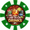 All in on drinks giant poker chip drink coaster - green