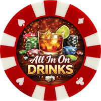 All In On Drinks giant poker chip drink coaster - red