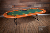 The Aces Pro Tournament Custom Poker Table With Exotic Vinyl Armrest, Brass Cupholders, Dealer Tray, and Custom Printed Playing Surface