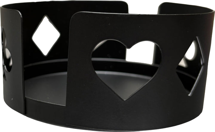 Poker-themed drink coaster holders, black, side view