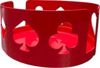 Poker-themed drink coaster holders, red - side view