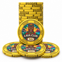 Lava Club ceramic poker chips, yellow color, 50-cent denomination