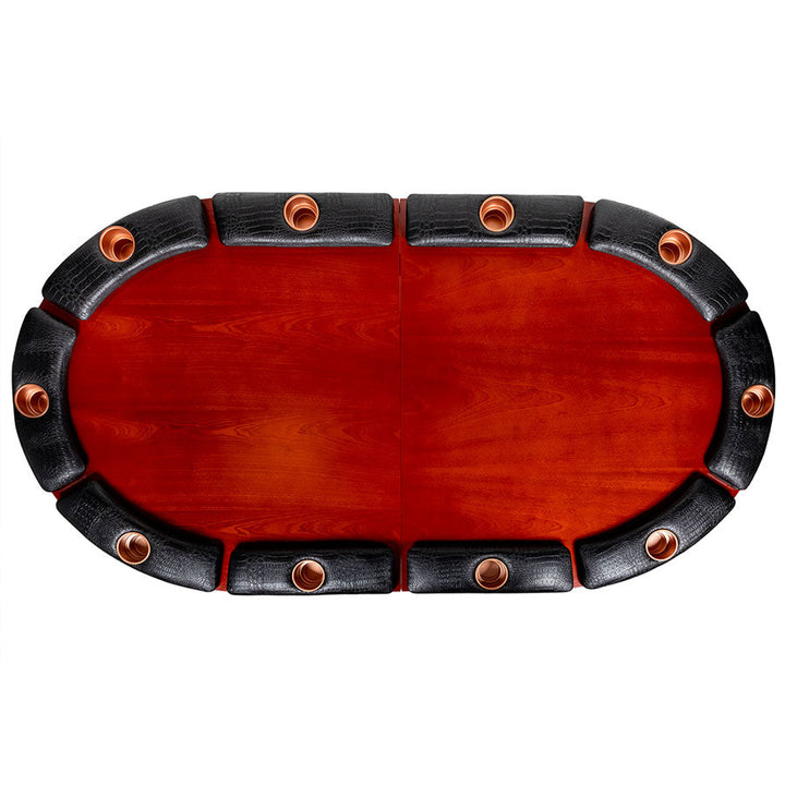 Elite 10 Player Poker Table - Mahogany Finish - Top View