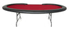 The Prestige Folding Leg Custom Poker Table With Standard Black Vinyl Armrest, Without Cupholders, And Red Velveteen Playing Surface 