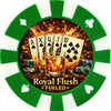 Royal Flush fueled giant poker chip drink coaster - green