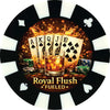 Royal Flush fueled giant poker chip drink coaster - black.