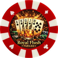 Royal Flush fueled giant poker chip drink coaster - red
