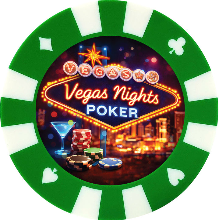 Vegas Nights poker giant poker chip drink coaster - green