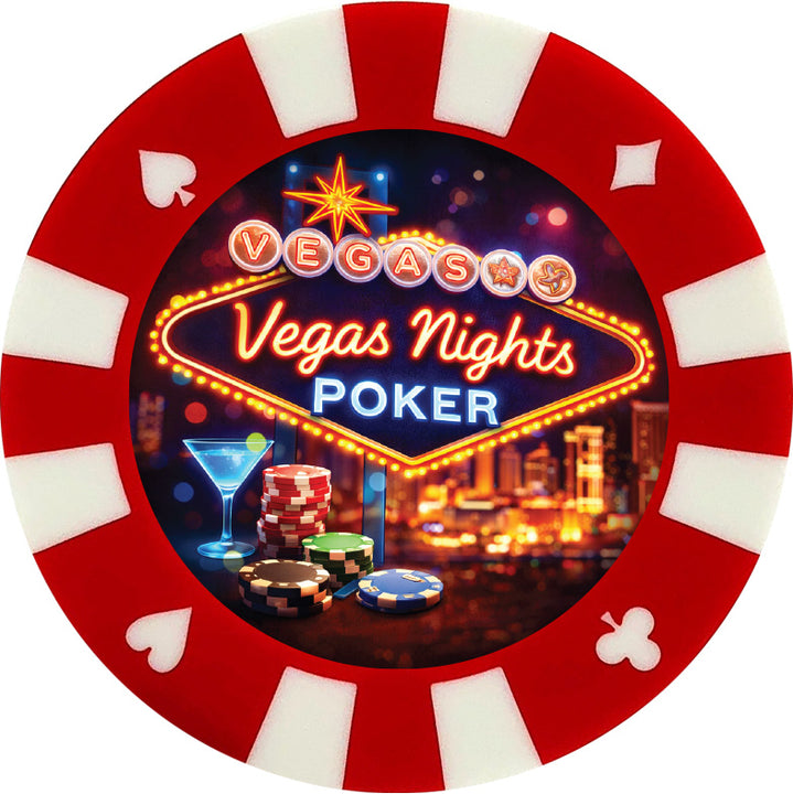 Vegas Nights Poker giant poker chip drink coaster - red