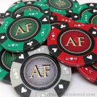 Custom Printed Aluminum Poker Chip Set with 14 Gram Clay Ace King & Suits Poker Chips - 300 Chips