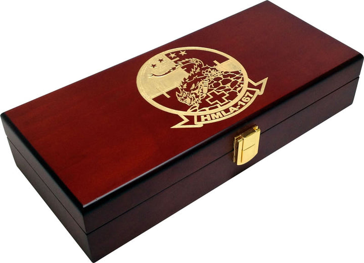 Custom Printed Mahogany Wood Poker Chip Set with 14 Gram Clay Ace King & Suits Poker Chips - 100 Chips