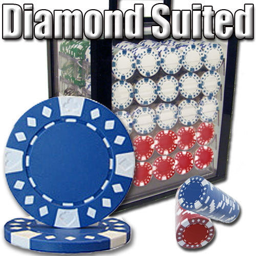Diamond Suited 12.5 Gram ABS Poker Chips in Acrylic Carrier - 1000 Ct.