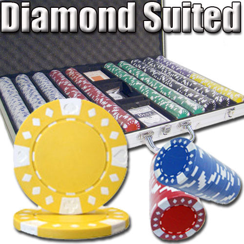 Diamond Suited 12.5 Gram ABS Poker Chips in Standard Aluminum Case - 1000 Ct.