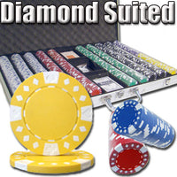Diamond Suited 12.5 Gram ABS Poker Chips in Standard Aluminum Case - 1000 Ct.
