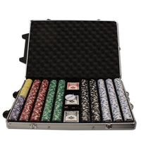 Diamond Suited 12.5 Gram ABS Poker Chips in Rolling Aluminum Case - 1000 Ct.