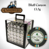 Bluff Canyon 13.5 Gram Clay Poker Chips in Acrylic Carrier - 1000 Ct.