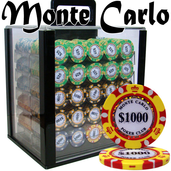 thumbnail image 2 of Monte Carlo Poker Chips 100 Blank - 14 Gram Clay Composite With Recessed Centers Ceramic Poker Chips 2 of 10