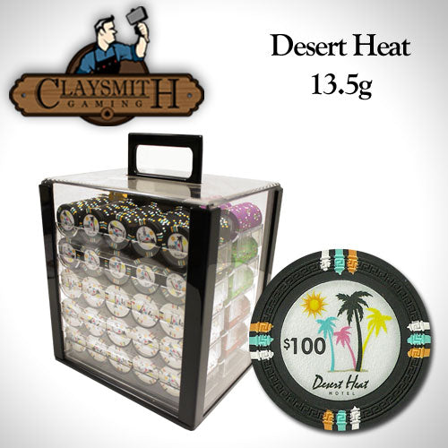 Desert Heat 13.5 Gram Clay Poker Chips in Acrylic Carrier - 1000 Ct.
