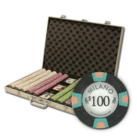 Milano 10 Gram Clay Poker Chips in Standard Aluminum Case - 1000 Ct.