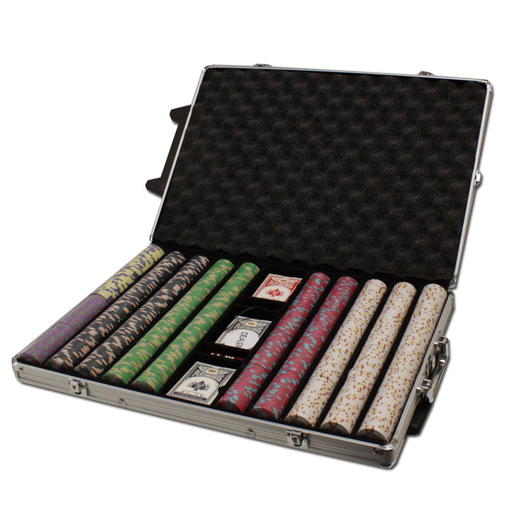 Milano 10 Gram Clay Poker Chips in Rolling Aluminum Case - 1000 Ct.