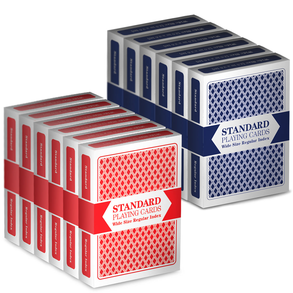 Unbranded Red Blue Poker Size Regular Index Playing Cards - QTY 12
