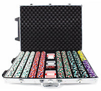 Poker Knights 13.5 Gram Clay Poker Chip Set in Rolling Aluminum Case - 1000 Ct.