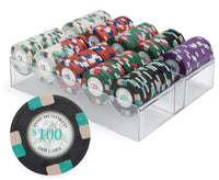 Poker Knights 13.5 Gram Clay Poker Chip Set in Acrylic Chip Case - 200 Ct.