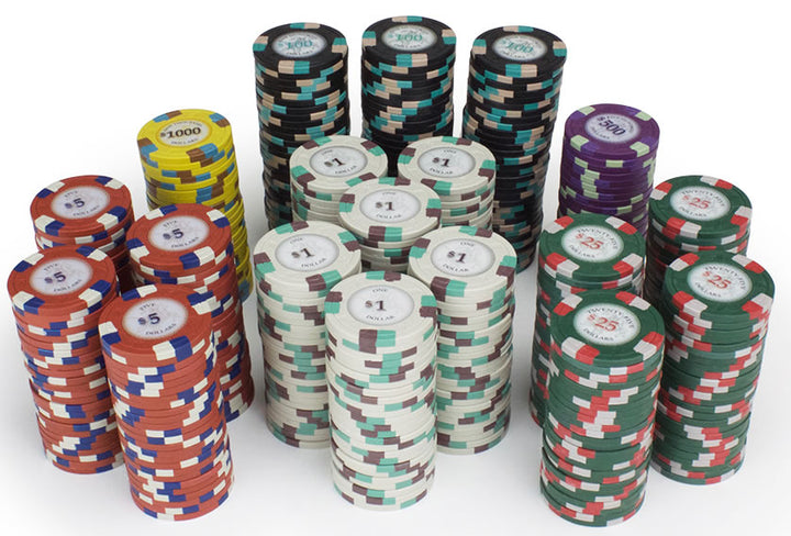 Poker Knights 13.5 Gram Clay Poker Chips - 500 Count Stacked