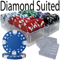 Diamond Suited 12.5 Gram ABS Poker Chips in Acrylic Trays - 200 Ct.