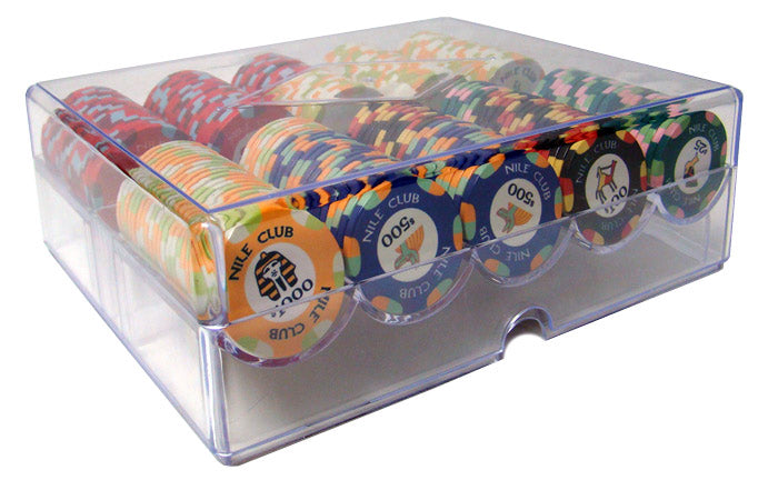 Nile Club 10 Gram Ceramic Poker Chips in Acrylic Trays - 200 Ct.