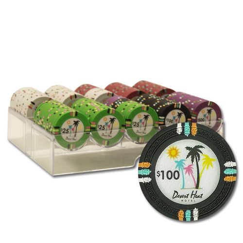 Desert Heat 13.5 Gram Clay Poker Chips in Acrylic Trays - 200 Ct.