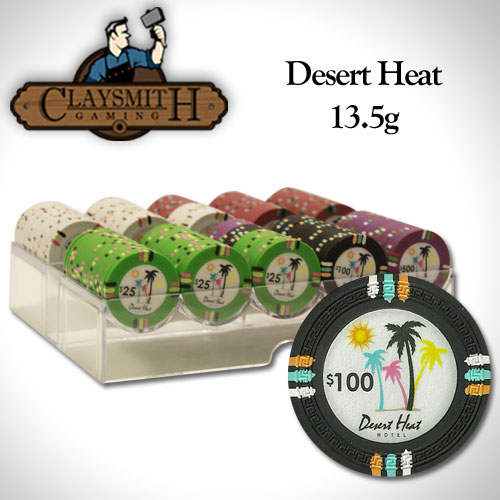 Desert Heat 13.5 Gram Clay Poker Chips in Acrylic Trays - 200 Ct.